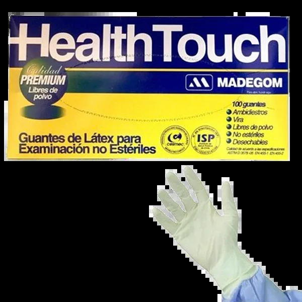 GUANTES DE LATEX PREMIUM LIBRE DE POLVO HEALT TOUCH