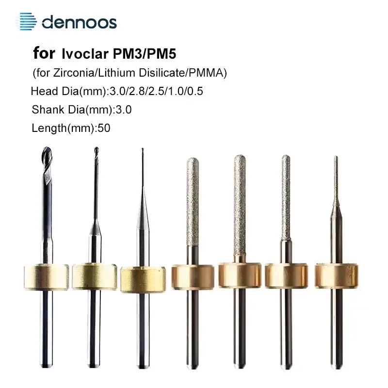 Fresas para Ivoclar PM3 PM5 laboratorio Dental Zirconia disilicato de litio PMMA D3 taladros de molienda herramientas de corte de fresado para dentista