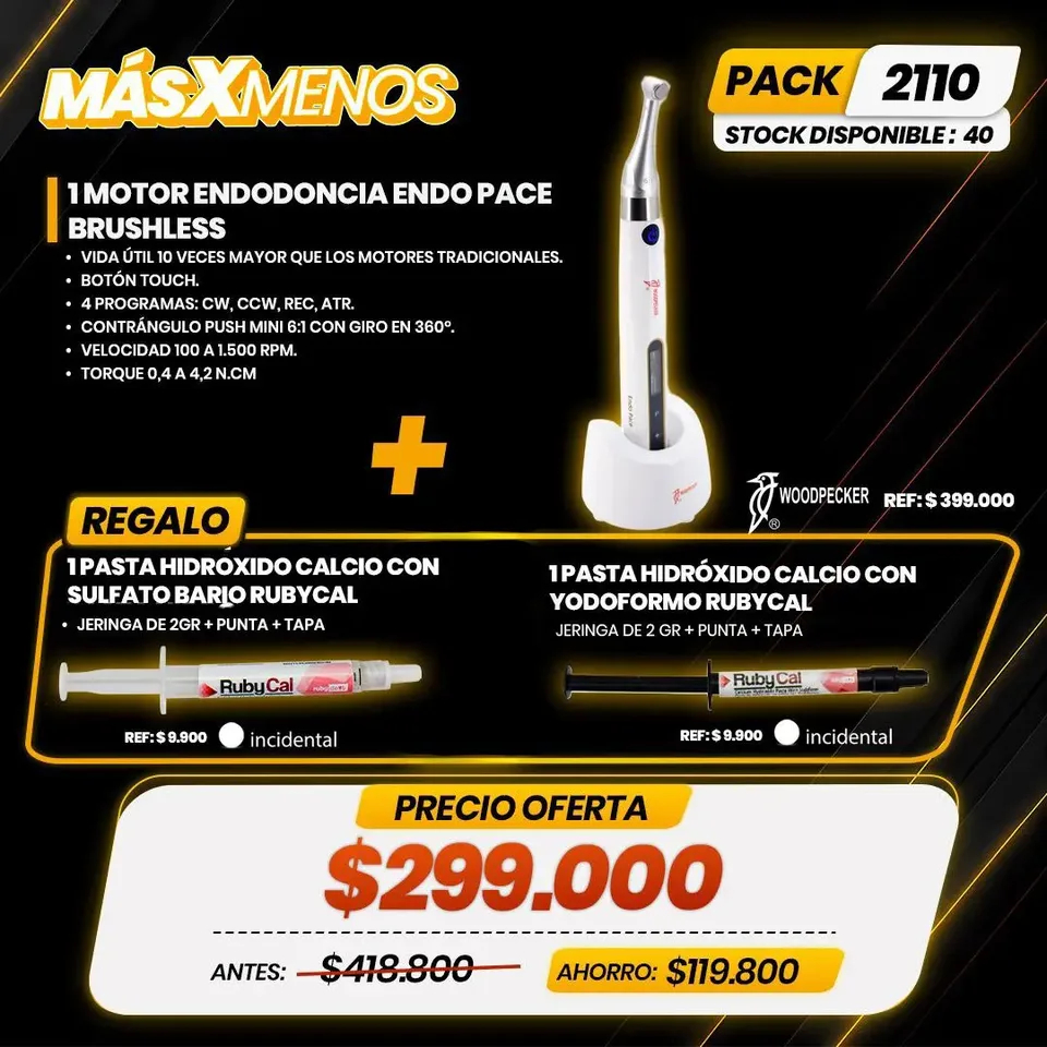 1 Motor Endodoncia Endo Pace Brushless Woodpecker + Regalos