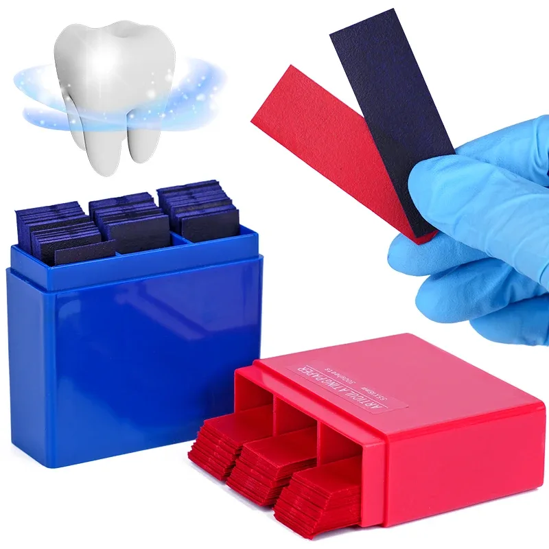 300 hojas de papel para morder Dental desechable, tira para morder de doble cara azul/roja, cuidado de los dientes bucales, Material de odontología blanqueador