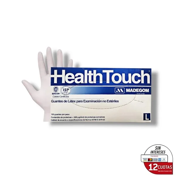 Guantes de Latex Con Polvo 100 Unid. Health Touch