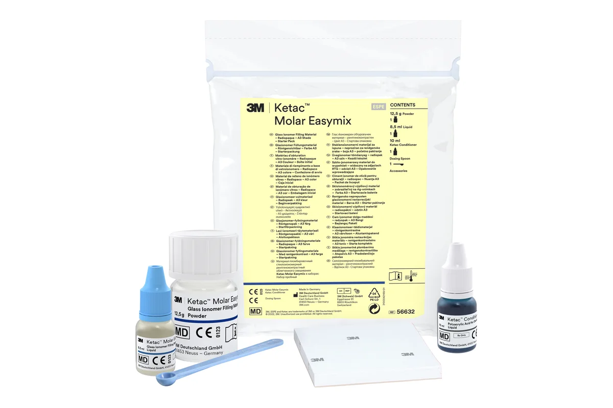 Kit Ketac Molar Easymix de 3M con polvo líquido y acondicionador