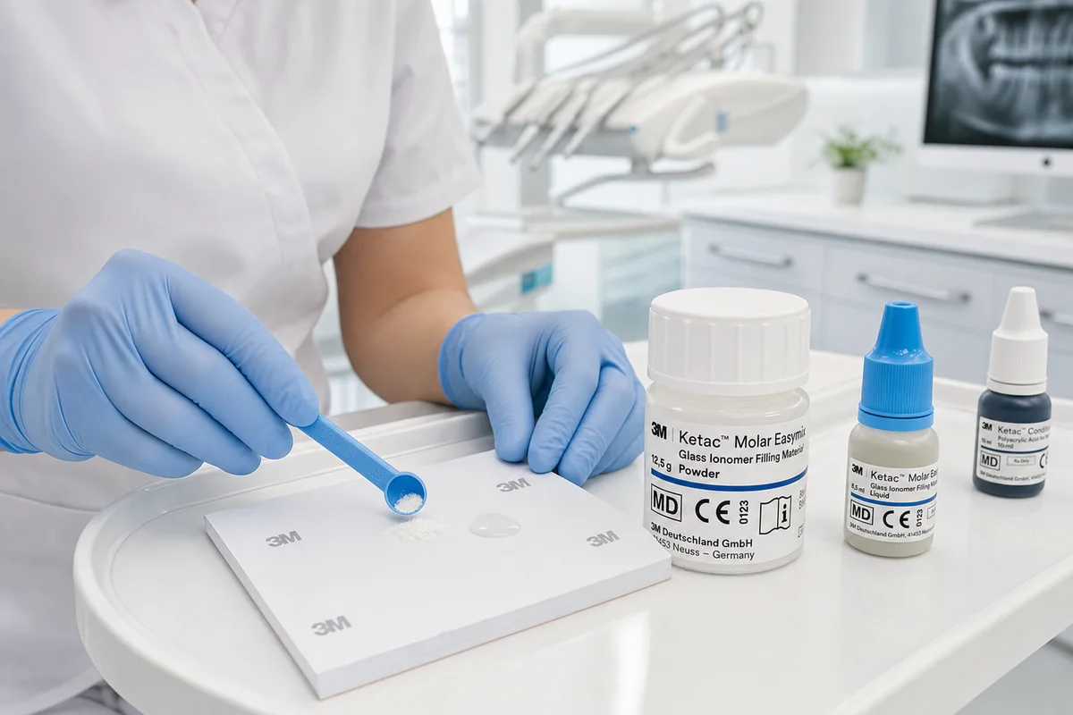 Ketac Molar Easymix preparado en una consulta dental